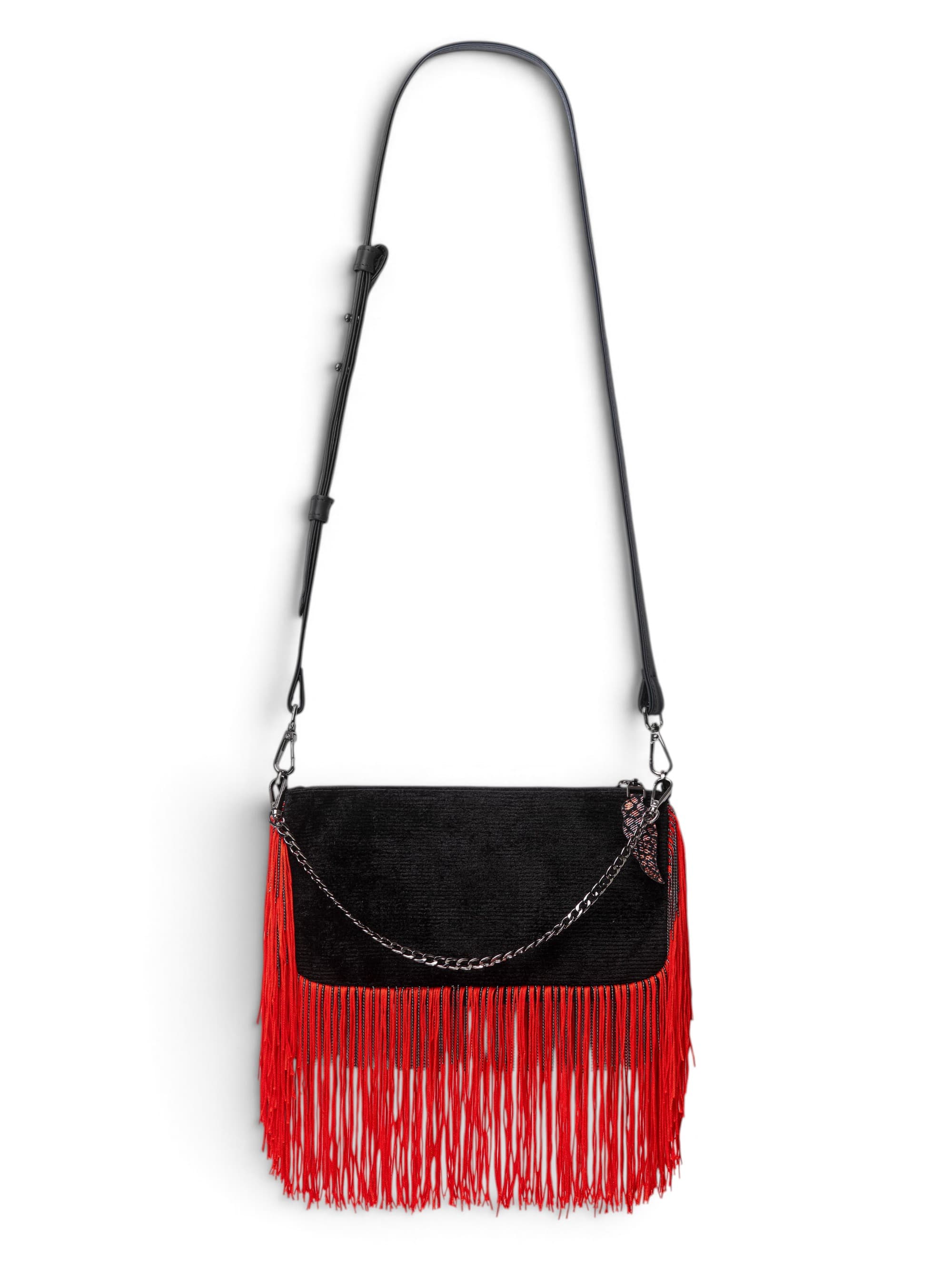 Сумка Tiny metallic fringe Montenegro red