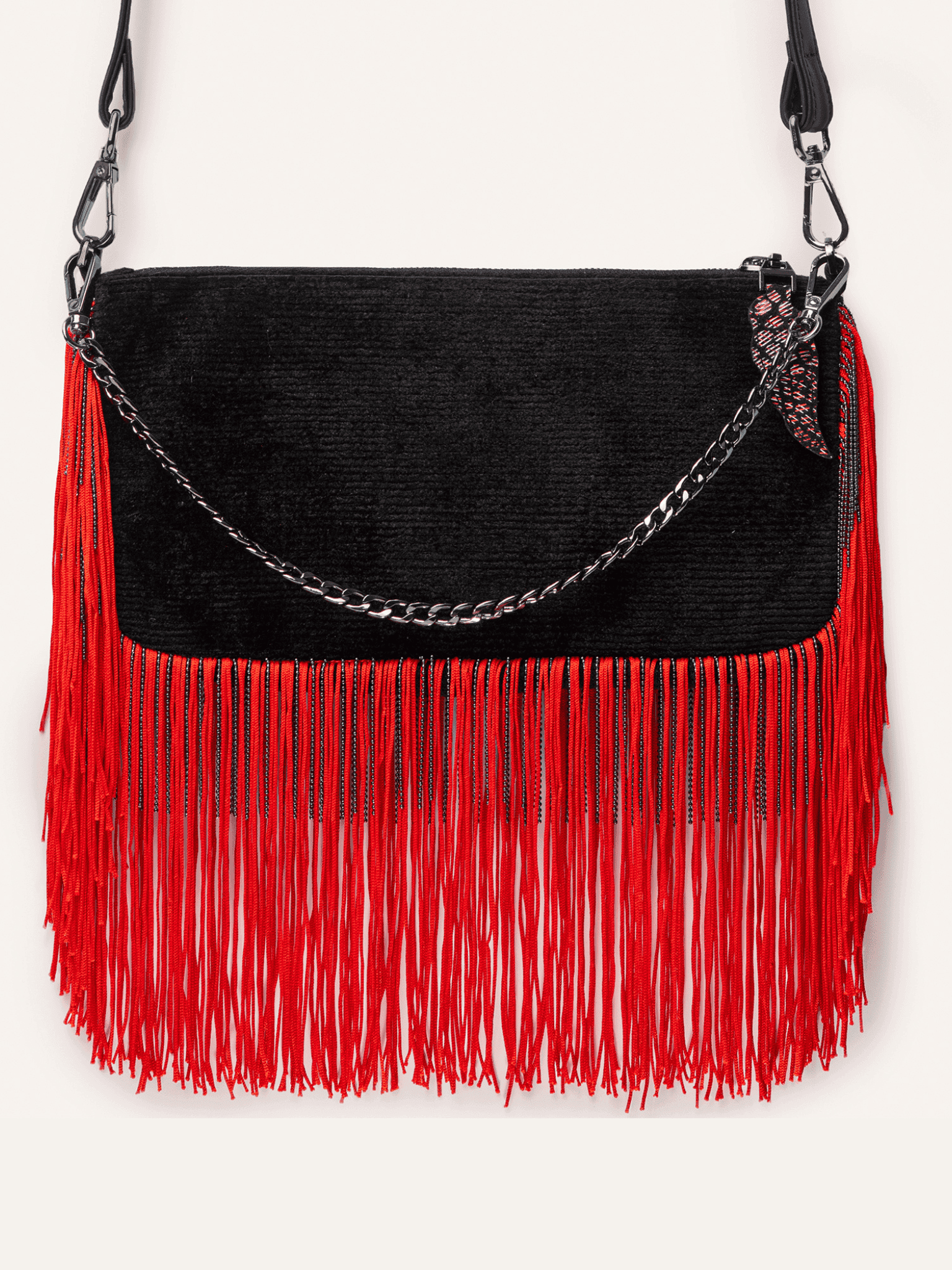 Сумка Tiny metallic fringe Montenegro red — 2